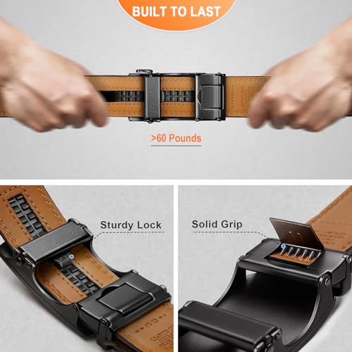 Men's Two-Pack Adjustable Ratchet Leather Belt Set