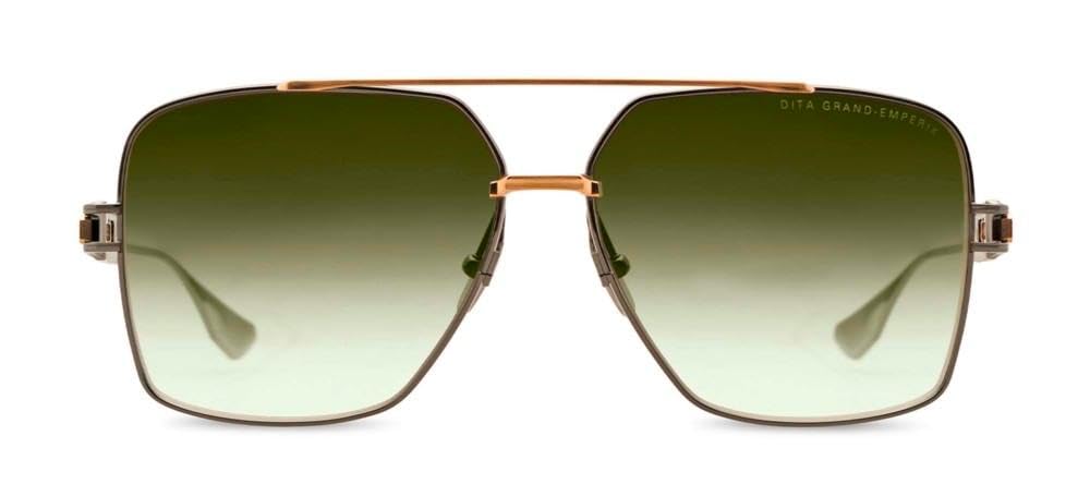 Black & White Gold Aviator Sunglasses with Green Gradient Lenses