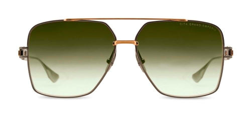 Black & White Gold Aviator Sunglasses with Green Gradient Lenses