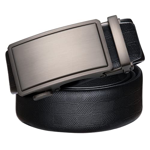 Men's Automatic Buckle Black Leather Belt
