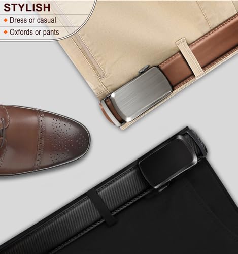 Men's Two-Pack Adjustable Ratchet Leather Belt Set