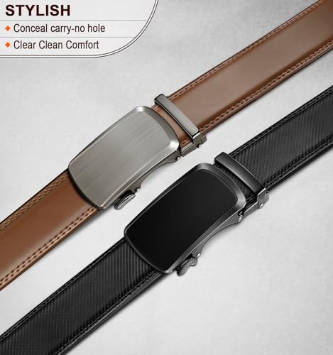 Men's Two-Pack Adjustable Ratchet Leather Belt Set