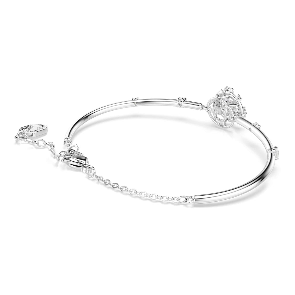 Constella Round-Cut White Bangle, Rhodium Plated