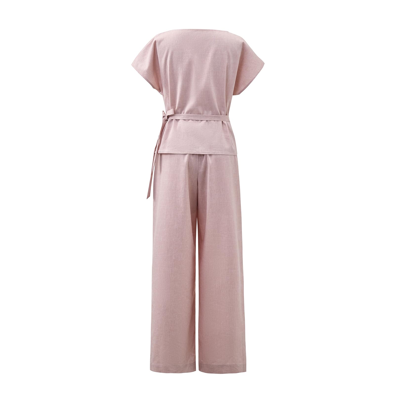Women's Side-Tie Top & Wide-Leg Pants Set