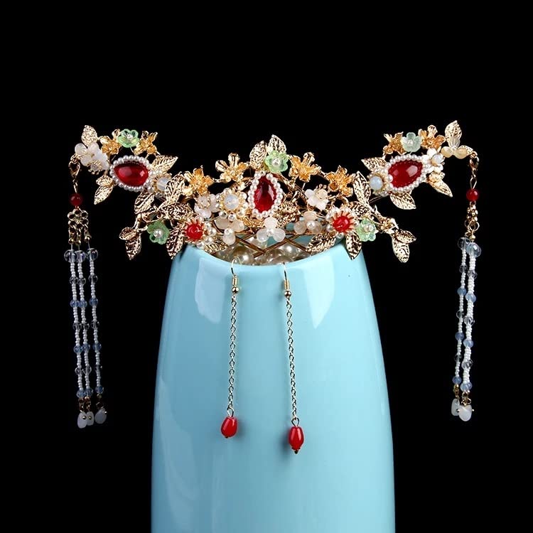 Tassel Coronet Hairpin Tiara Set for Weddings