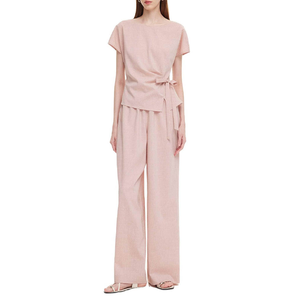 Women's Side-Tie Top & Wide-Leg Pants Set