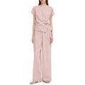 Women's Side-Tie Top & Wide-Leg Pants Set