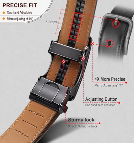 Men's Two-Pack Adjustable Ratchet Leather Belt Set