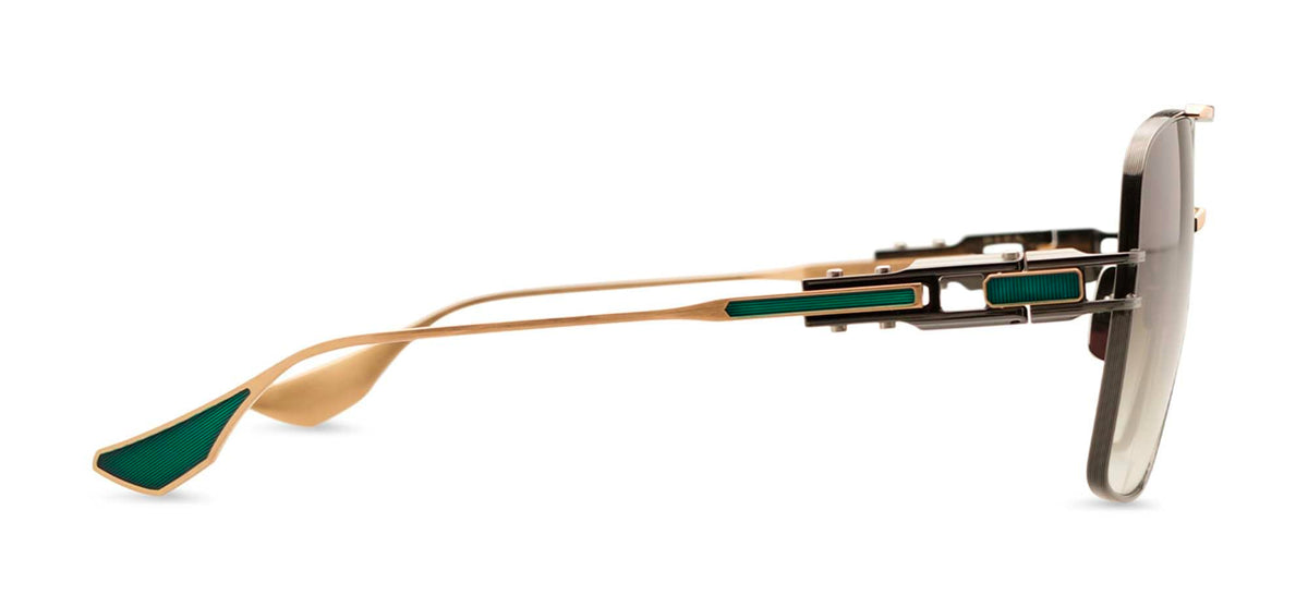 Black & White Gold Aviator Sunglasses with Green Gradient Lenses