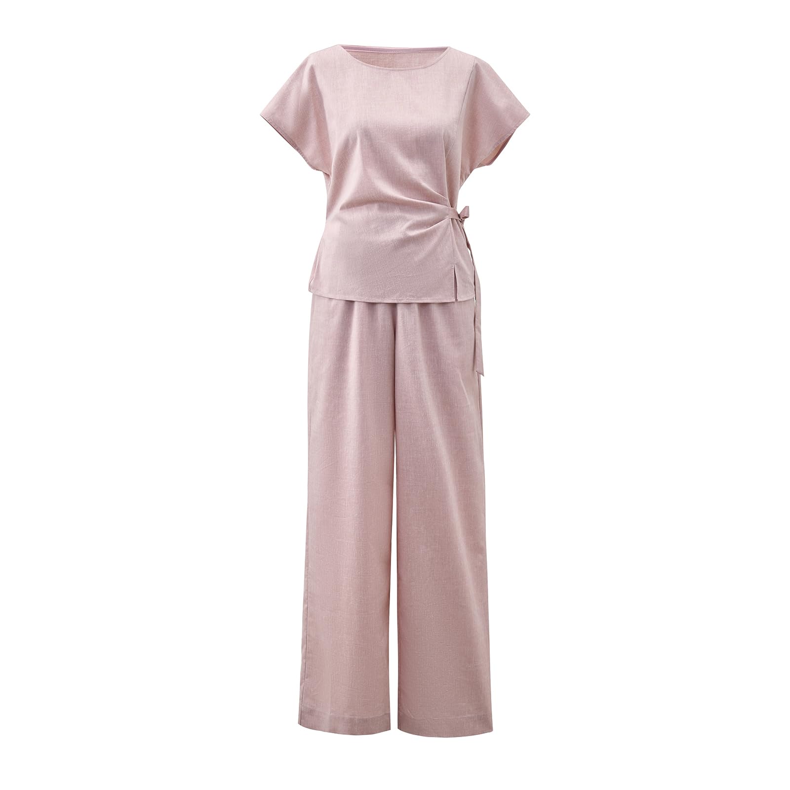 Women's Side-Tie Top & Wide-Leg Pants Set