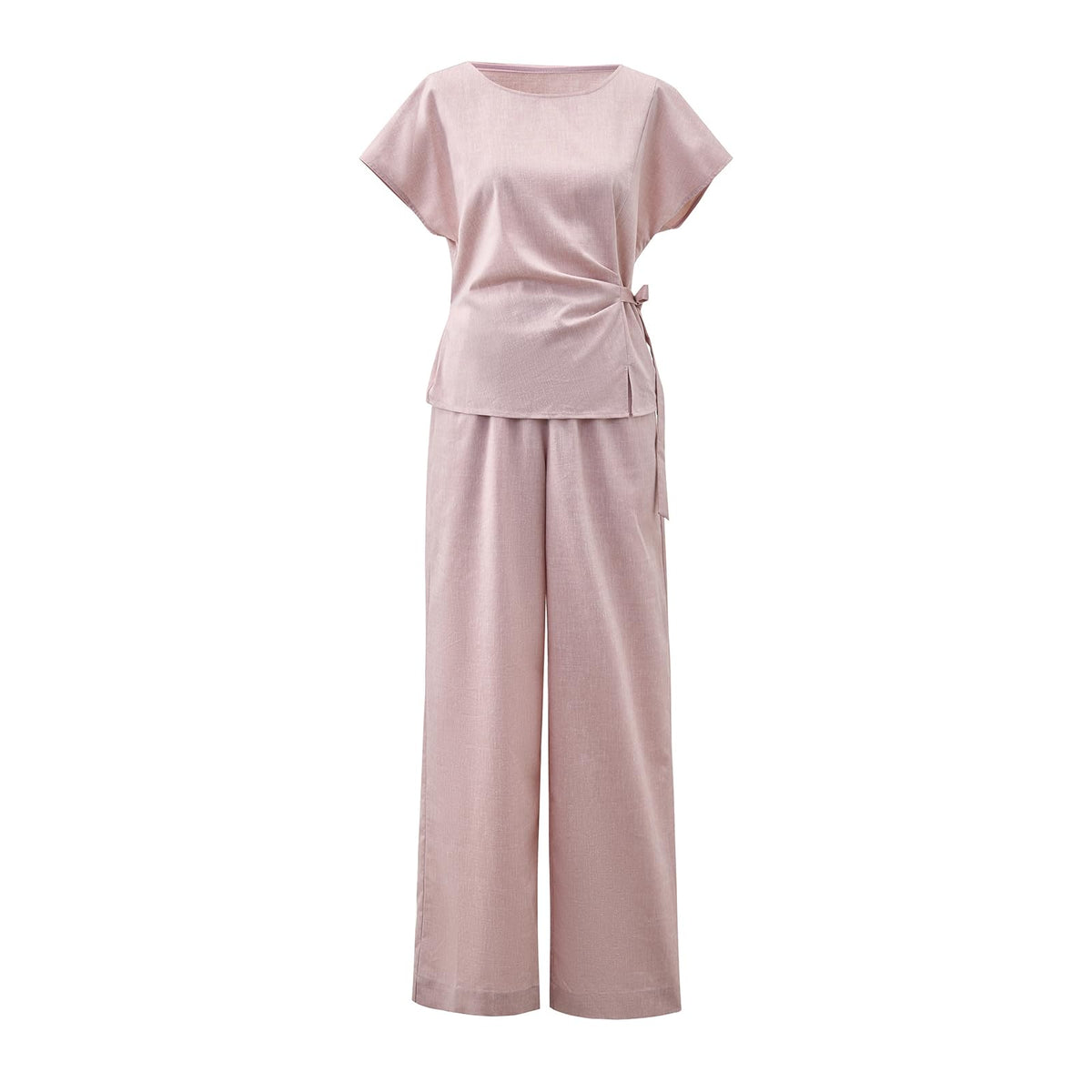 Women's Side-Tie Top & Wide-Leg Pants Set