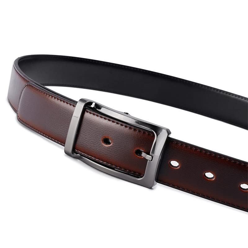 Men's Reversible Genuine Leather Belt with Rotating Buckle