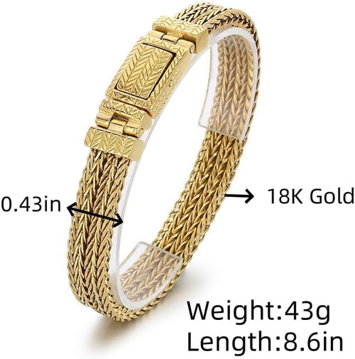 18K Gold Wheat Woven Mesh Bracelet