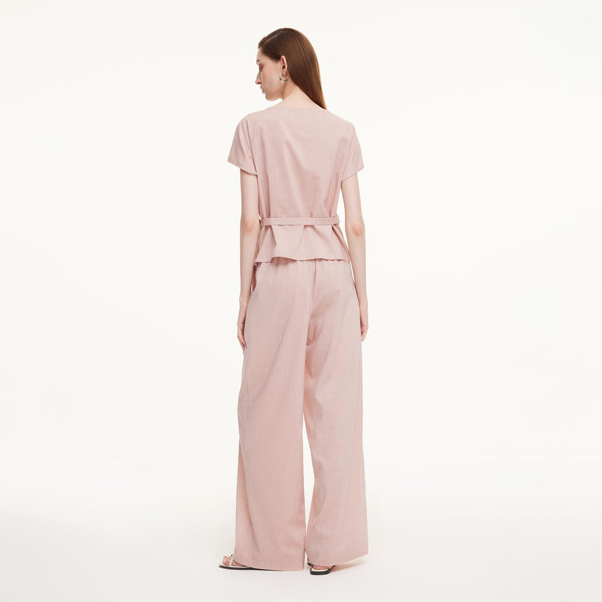 Women's Side-Tie Top & Wide-Leg Pants Set