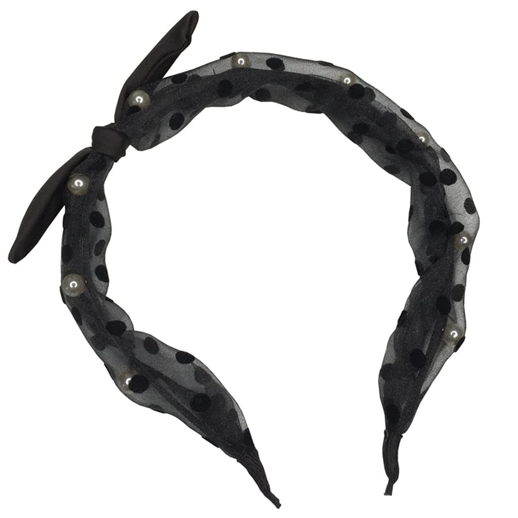 Bowknot Pearl Beaded Narrow Headband Hairpin