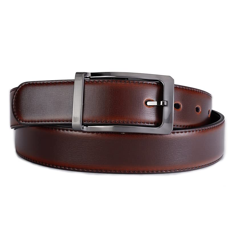 Men's Reversible Genuine Leather Belt with Rotating Buckle