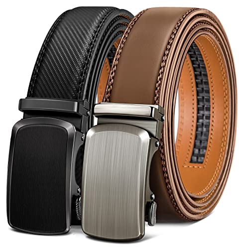 Men's Two-Pack Adjustable Ratchet Leather Belt Set