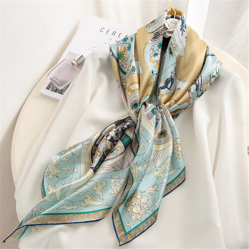 Women's Vintage Large Square Satin Scarf Shawl