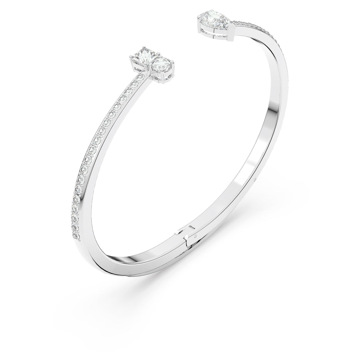 Attract Clear Crystal Cuff Bracelet, Rhodium-Tone Finish