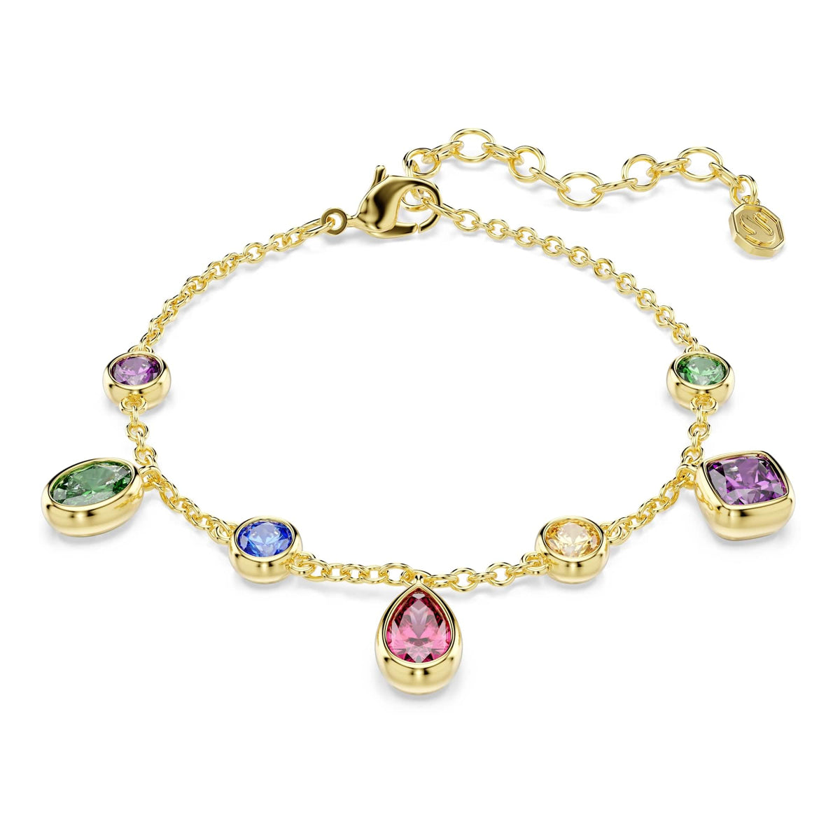 Multicolored Mixed-Cut Bracelet with 18K Gold Finish