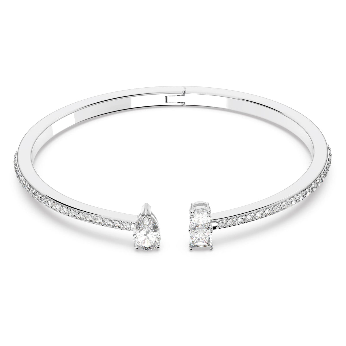 Attract Clear Crystal Cuff Bracelet, Rhodium-Tone Finish