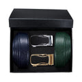 Men's Genuine Leather Automatic Buckle Belt Set