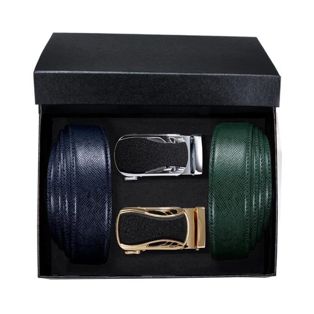 Men's Genuine Leather Automatic Buckle Belt Set
