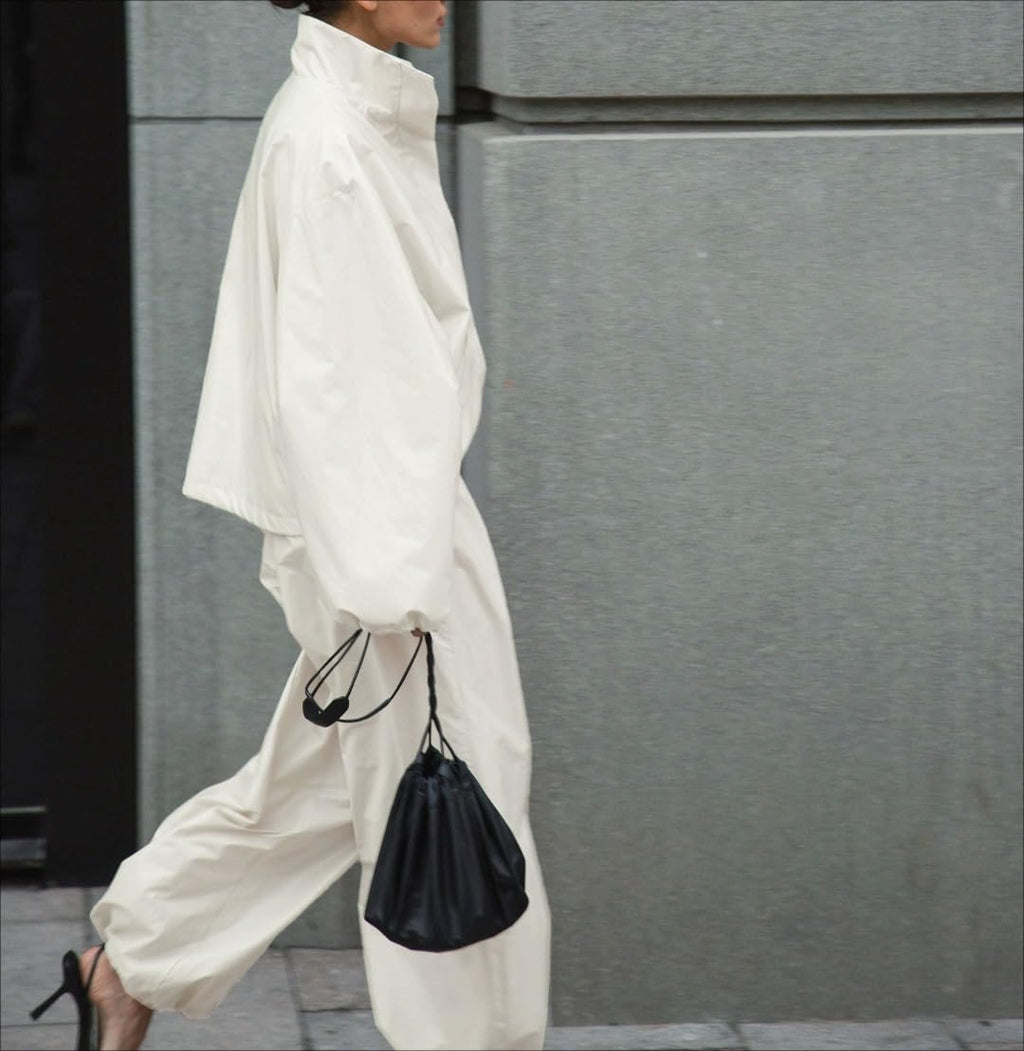 Women's Collared Zip-Up Top & Wide-Leg Pants Set