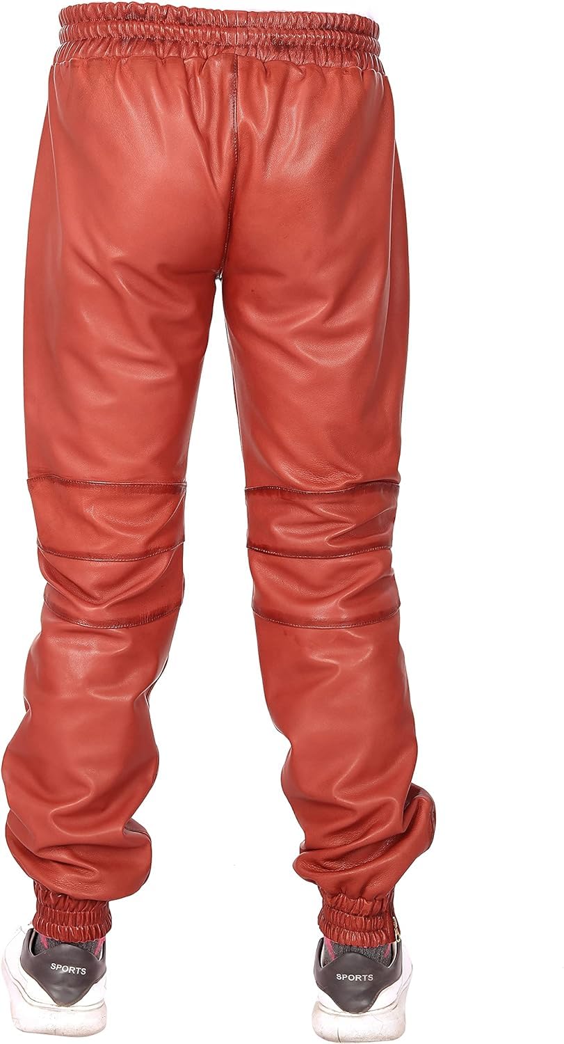 Men's Slim-Fit Leather Jogger Pants