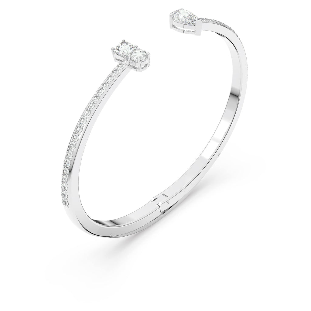 Attract Clear Crystal Cuff Bracelet, Rhodium-Tone Finish