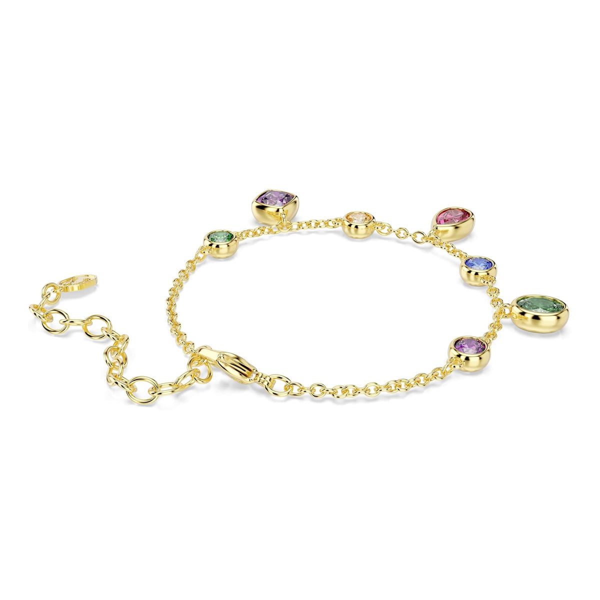 Multicolored Mixed-Cut Bracelet with 18K Gold Finish
