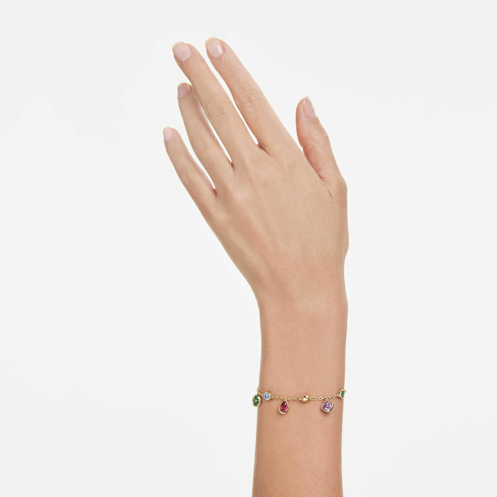 Multicolored Mixed-Cut Bracelet with 18K Gold Finish