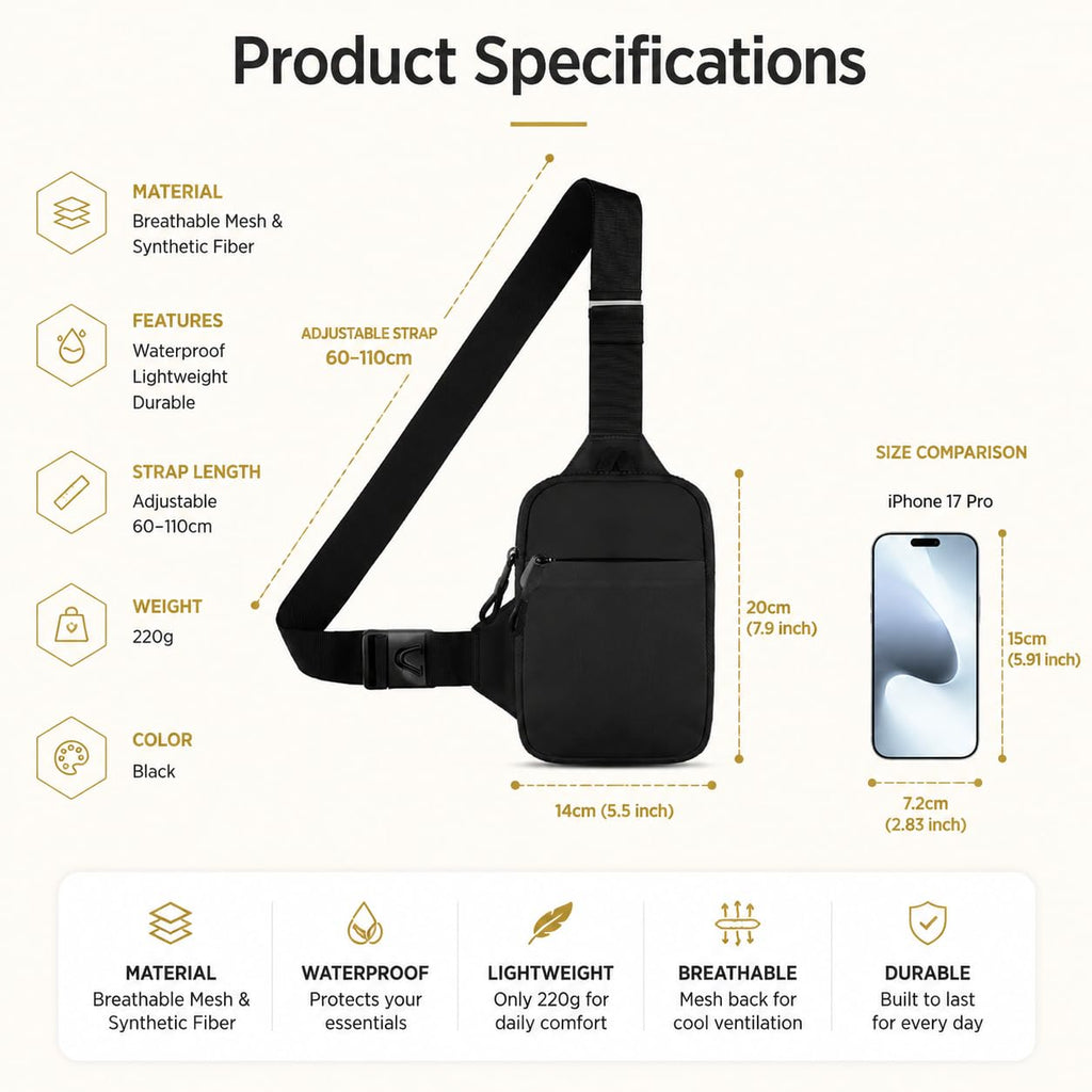 Mini Water-Resistant Crossbody Sling Bag