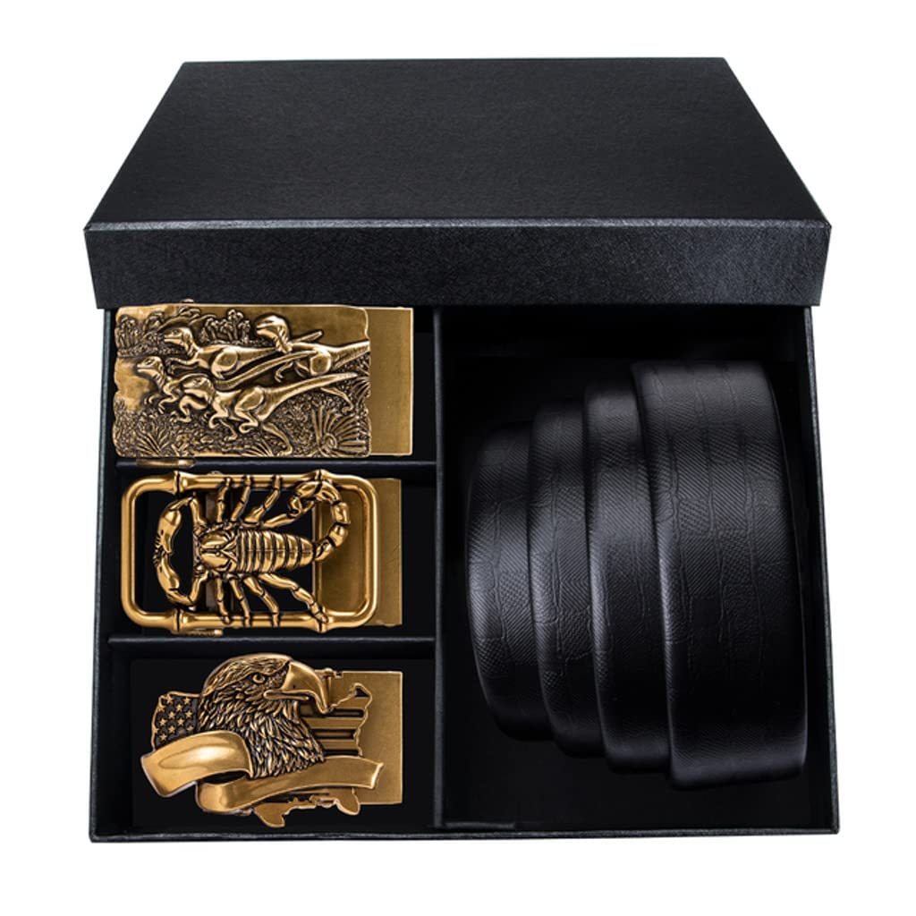 Men's Genuine Leather Belt with Automatic Alloy Buckle