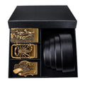 Men's Genuine Leather Belt with Automatic Alloy Buckle