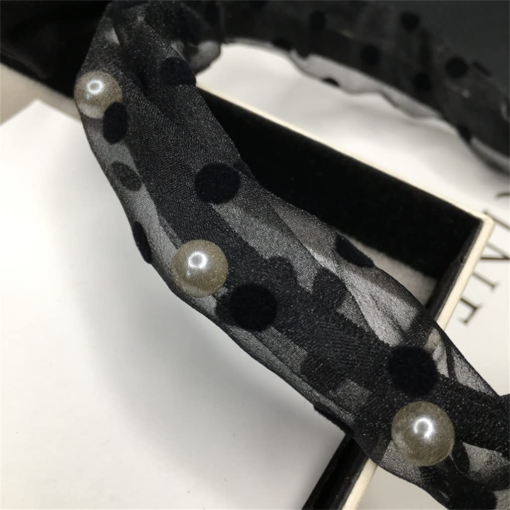 Bowknot Pearl Beaded Narrow Headband Hairpin