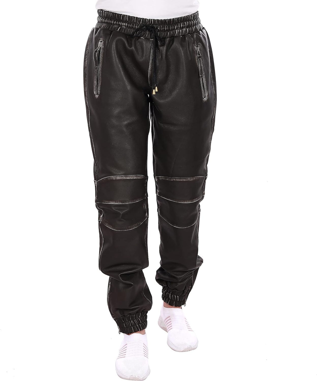 Men's Slim-Fit Leather Jogger Pants