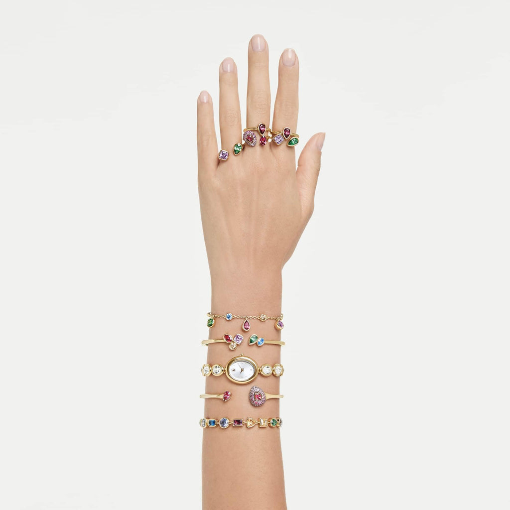 Multicolored Mixed-Cut Bracelet with 18K Gold Finish