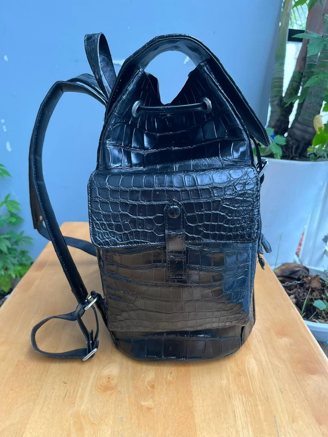 Unisex Genuine Alligator Leather Backpack