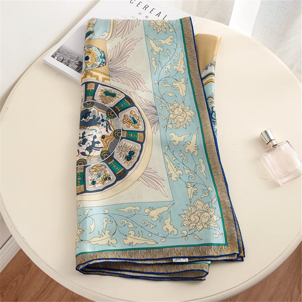 Women's Vintage Large Square Satin Scarf Shawl