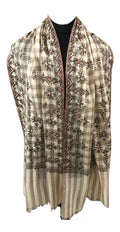 Handwoven Gingham Embroidered Cashmere Pashmina Shawl