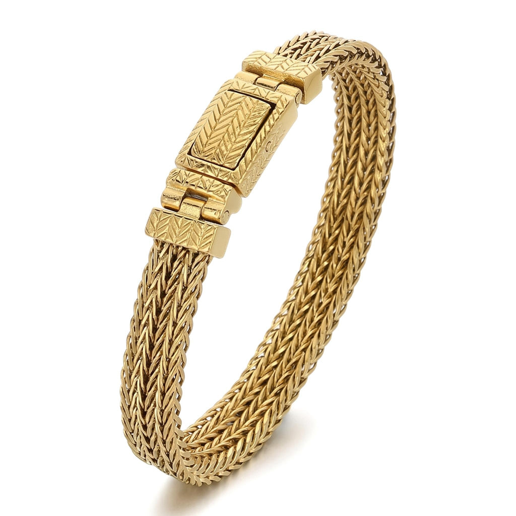 18K Gold Wheat Woven Mesh Bracelet