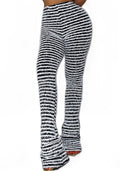 Women's Striped Fuzzy Knit Bell-Bottom Pants