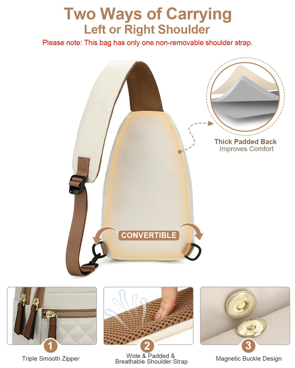Waterproof Convertible Crossbody Sling Bag