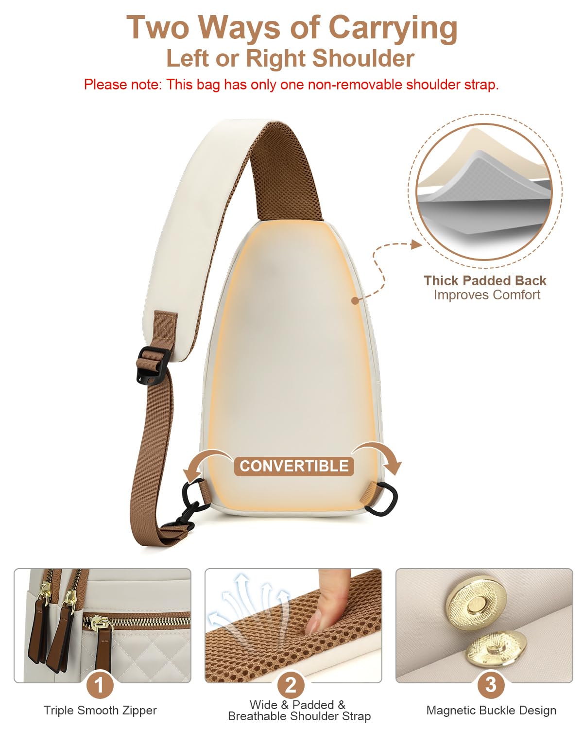 Waterproof Convertible Crossbody Sling Bag