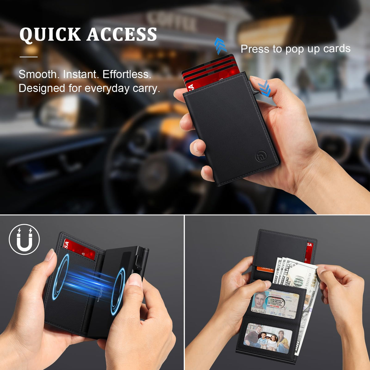 Men's RFID-Blocking Trifold Leather Wallet
