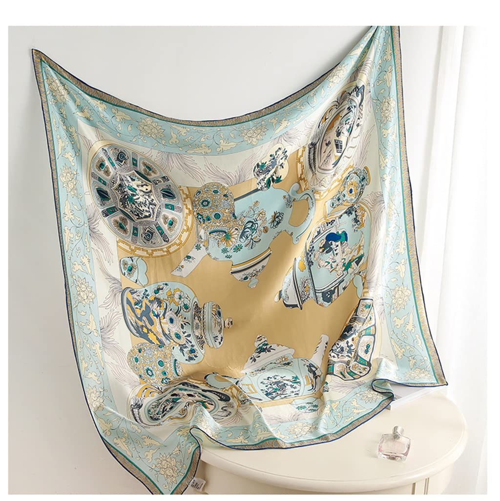 Women's Vintage Large Square Satin Scarf Shawl