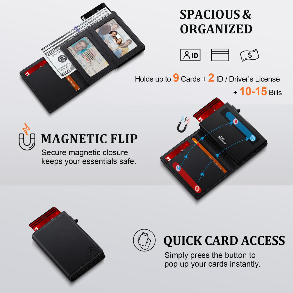 Men's RFID-Blocking Trifold Leather Wallet