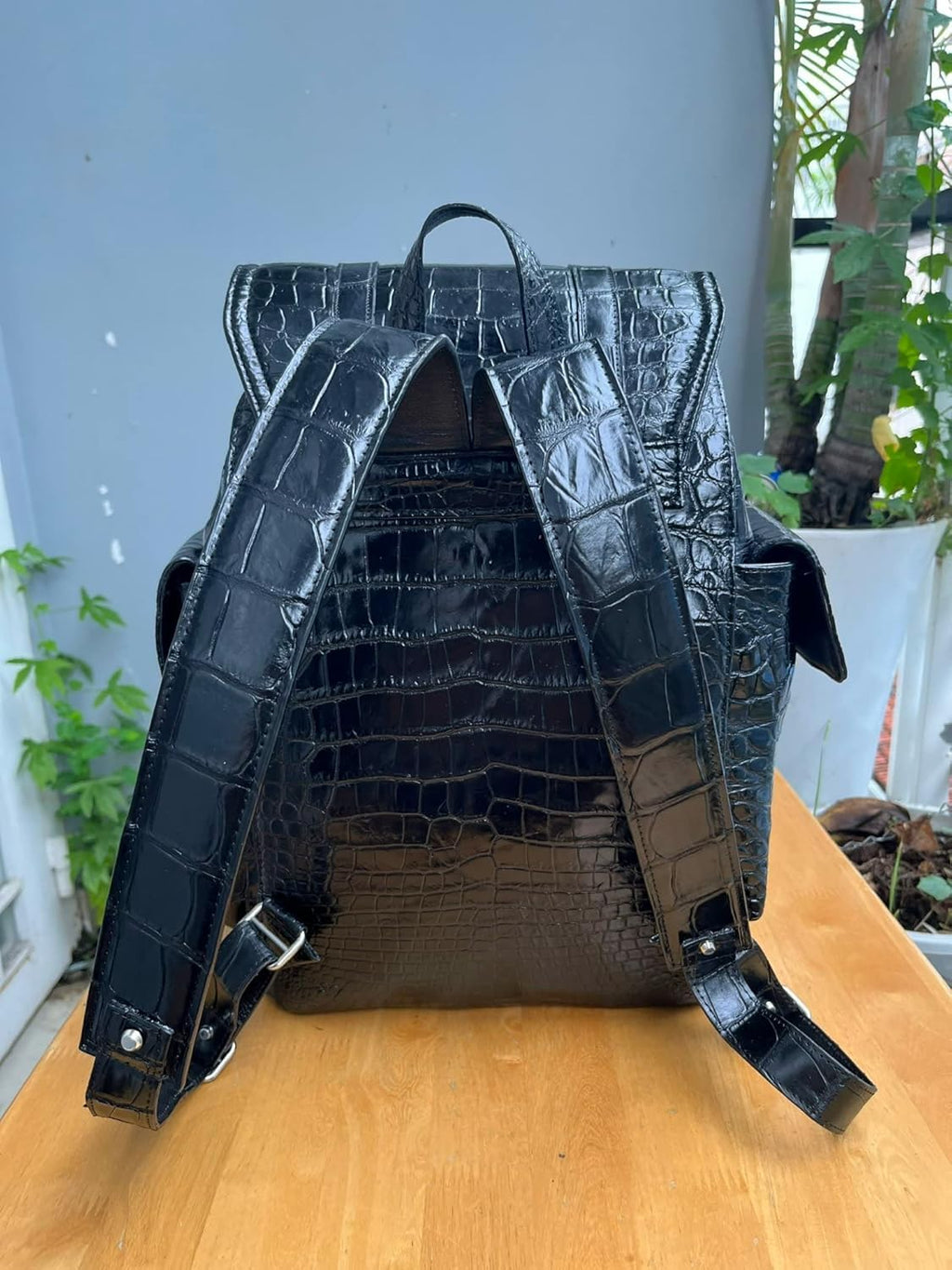 Unisex Genuine Alligator Leather Backpack