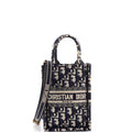 Pre-Loved Mini Blue Patterned Canvas Phone Tote Bag